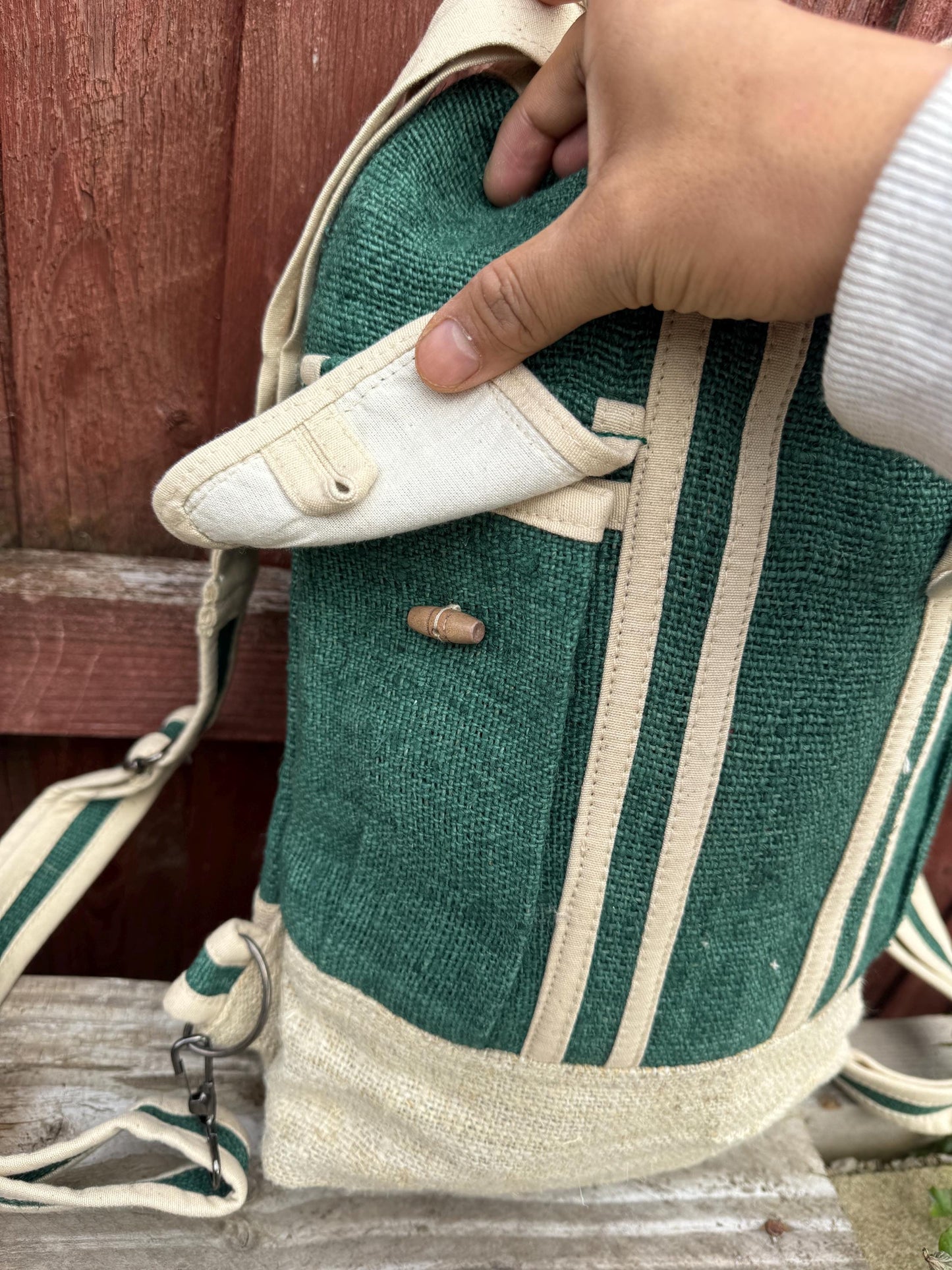 Handmade Hemp Drawstring Backpack: Eco-Friendly Hippie Bag
