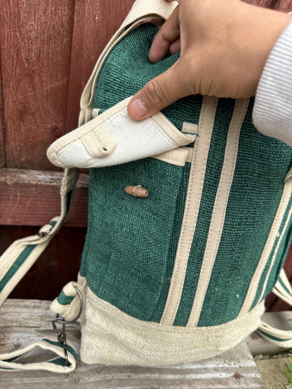 Handmade Hemp Drawstring Backpack: Eco-Friendly Hippie Bag