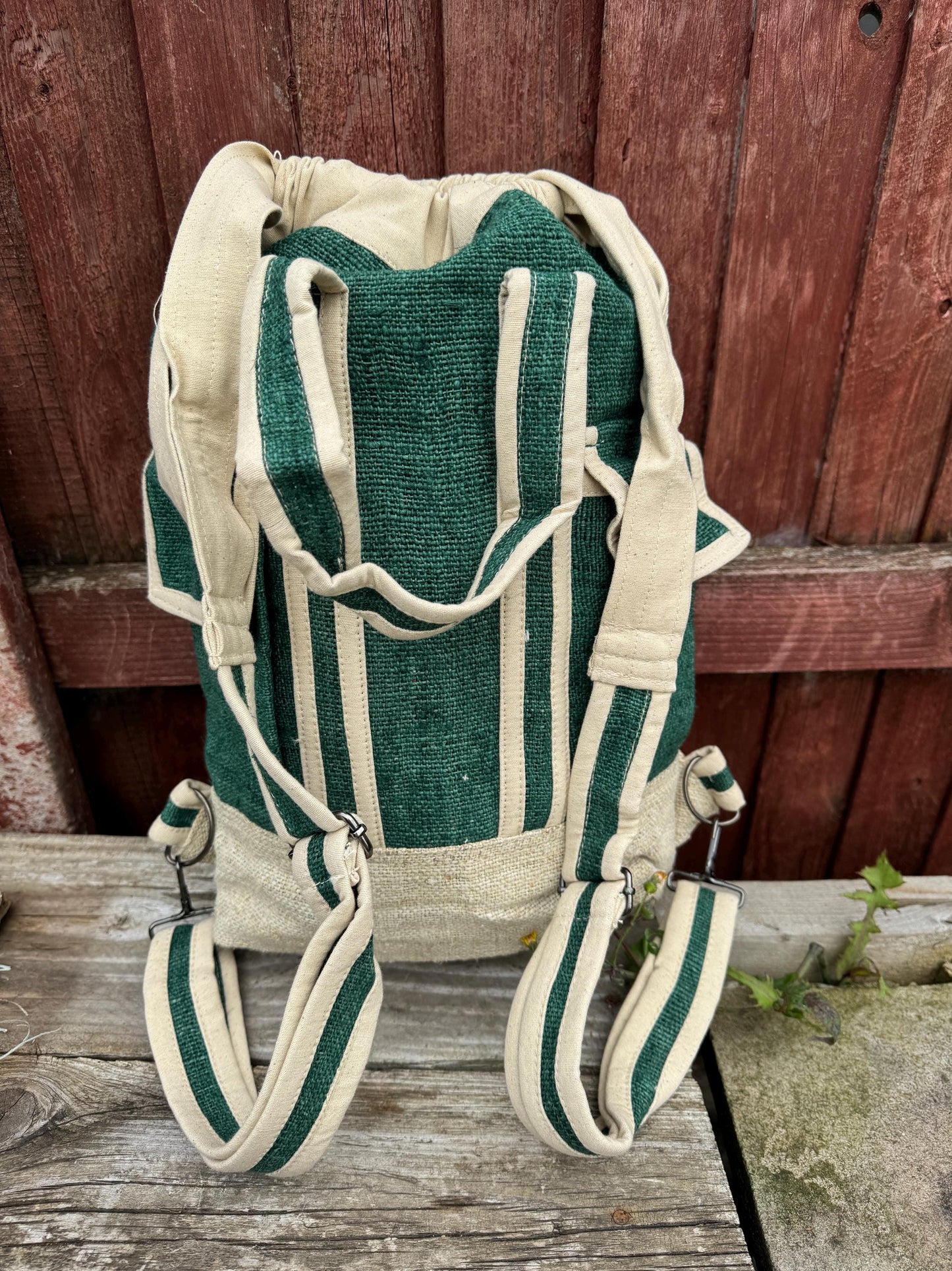 Handmade Hemp Drawstring Backpack: Eco-Friendly Hippie Bag