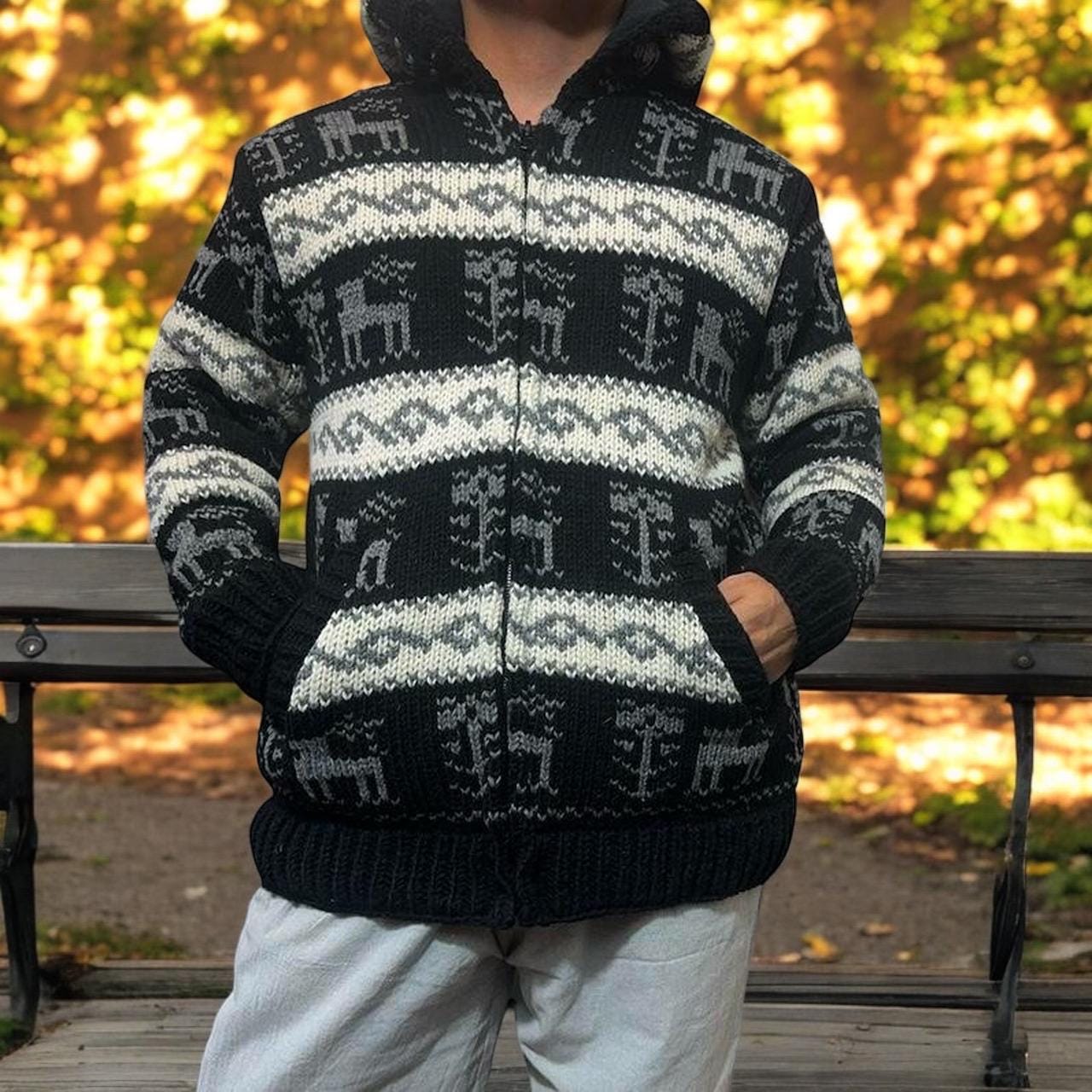 Handmade Wool Fleece Lined Hoodie: Nepali Knitted Winter Jacket