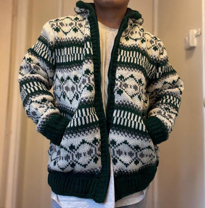 Handmade Wool Fleece Lined Hoodie: Nepali Knitted Winter Jacket