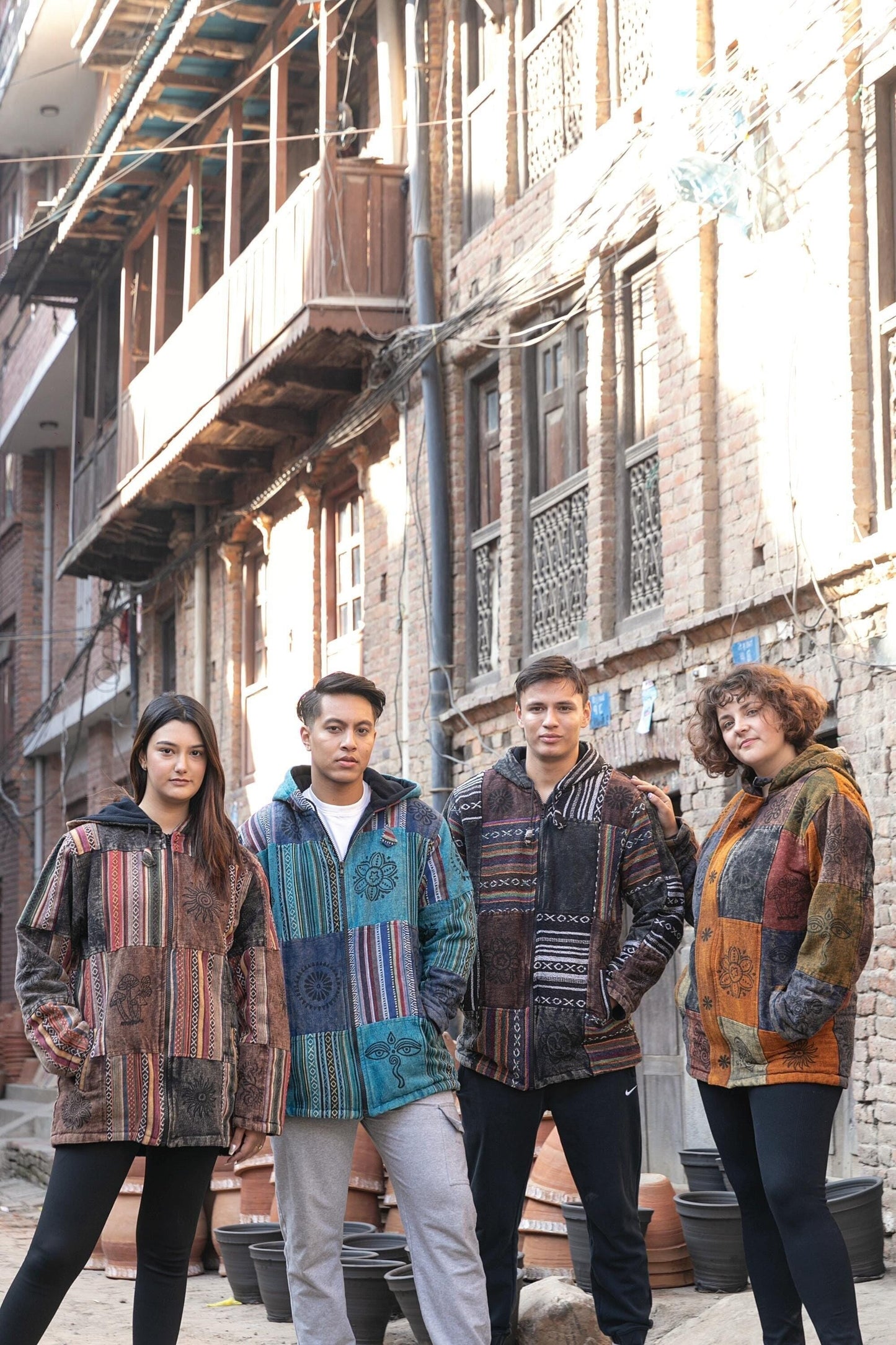 Unisex Patchwork Fleece Hoodie: Winter Hippie Jacket