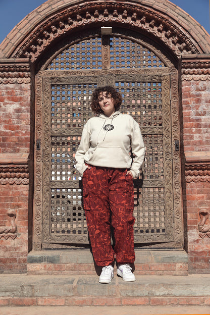 Mushroom Print Hippie Trousers: Unisex Cotton Festival Pants