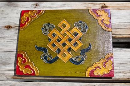 Handmade Tibetan Box: Thangka Inlay, Stone Setting, Nepal Decor