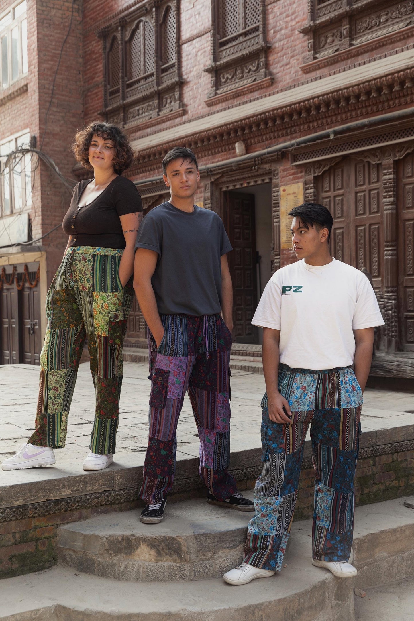 Patchwork Mushroom Print Cotton Trousers: Unisex Festival Pants