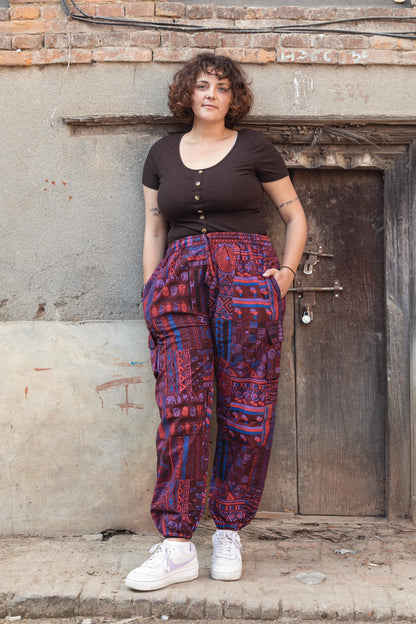 Handmade Bohemian Harem Pants: Tribal Print Festival Yoga Trousers