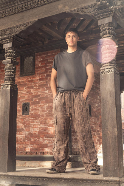 Handmade Patchwork Bohemian Distressed Cargo Pants – Unisex Hippie Yoga Trousers from Nepal