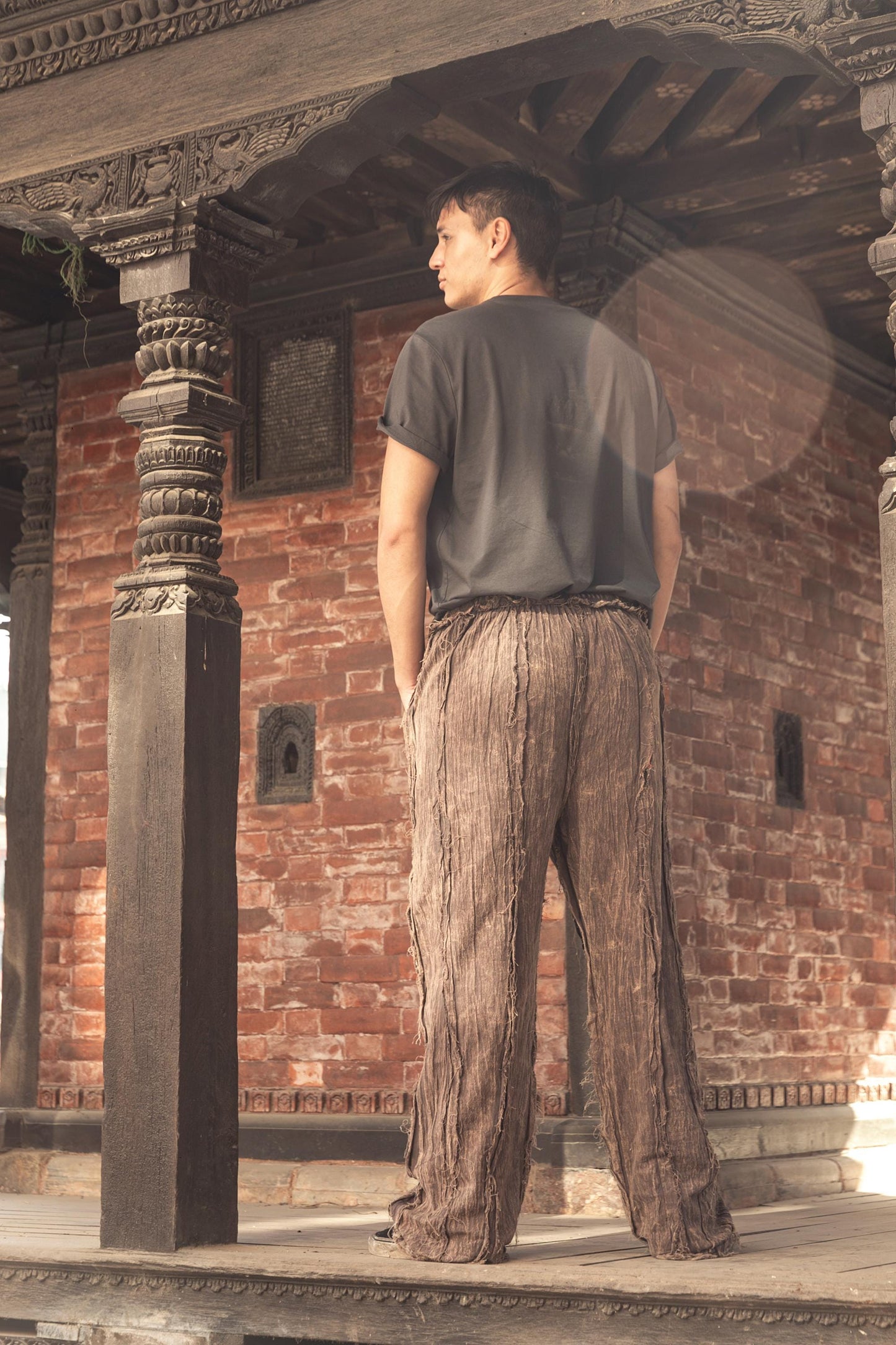 Handmade Patchwork Bohemian Distressed Cargo Pants – Unisex Hippie Yoga Trousers from Nepal