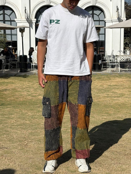 Handmade Patchwork Bohemian Cargo Pants – Unisex Hippie Yoga Trousers from Nepal