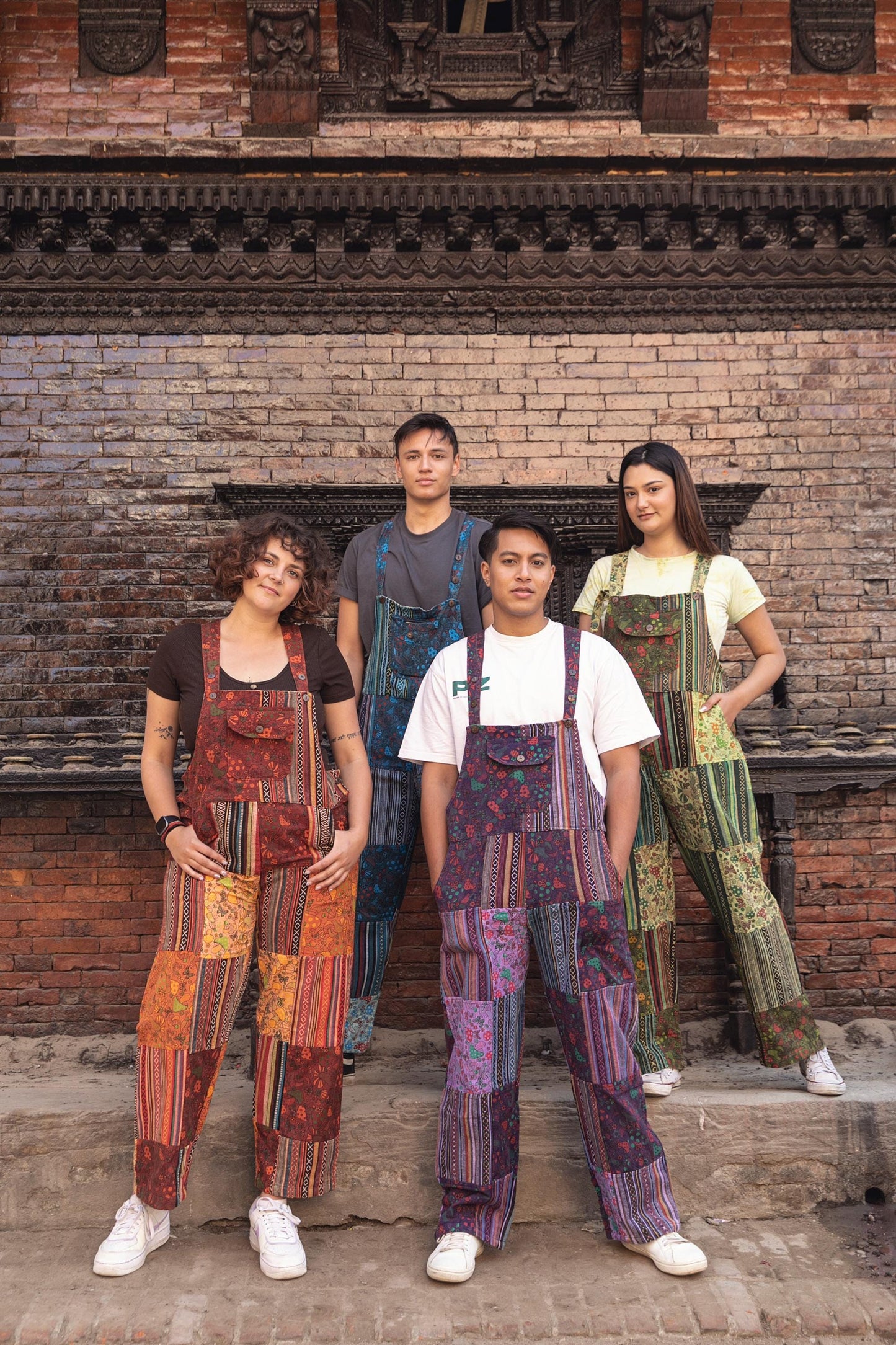 Handmade Patchwork Cotton Overalls: Hippie Festival Dungarees