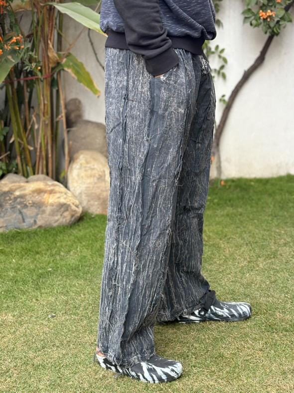 Handmade Patchwork Bohemian Distressed Cargo Pants – Unisex Hippie Yoga Trousers from Nepal