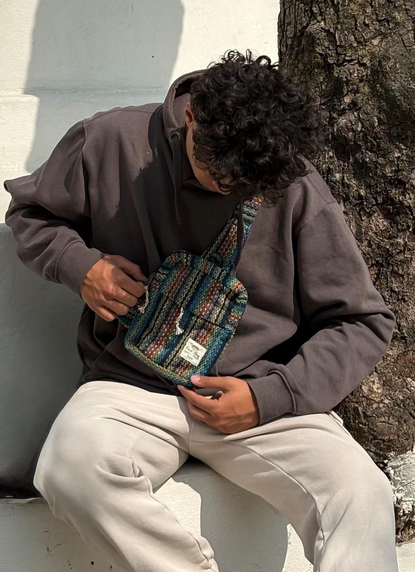 Handwoven Hemp Rasta Crossbody Bag: Unisex Hippie Festival Bag