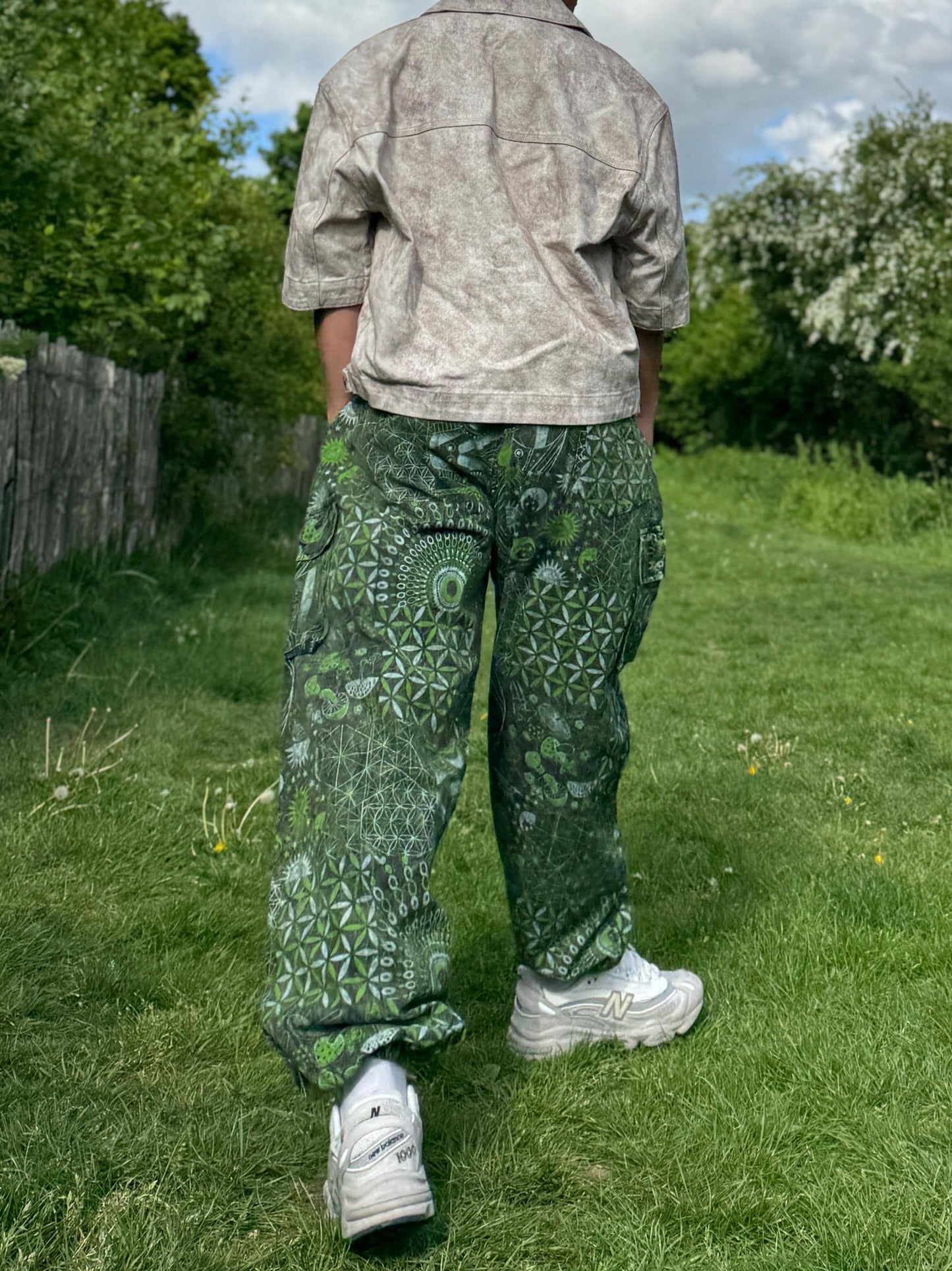Psychedelic Geometric Cargo Pants: Fair Trade Festival Trousers