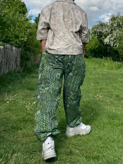 Psychedelic Geometric Cargo Pants: Fair Trade Festival Trousers