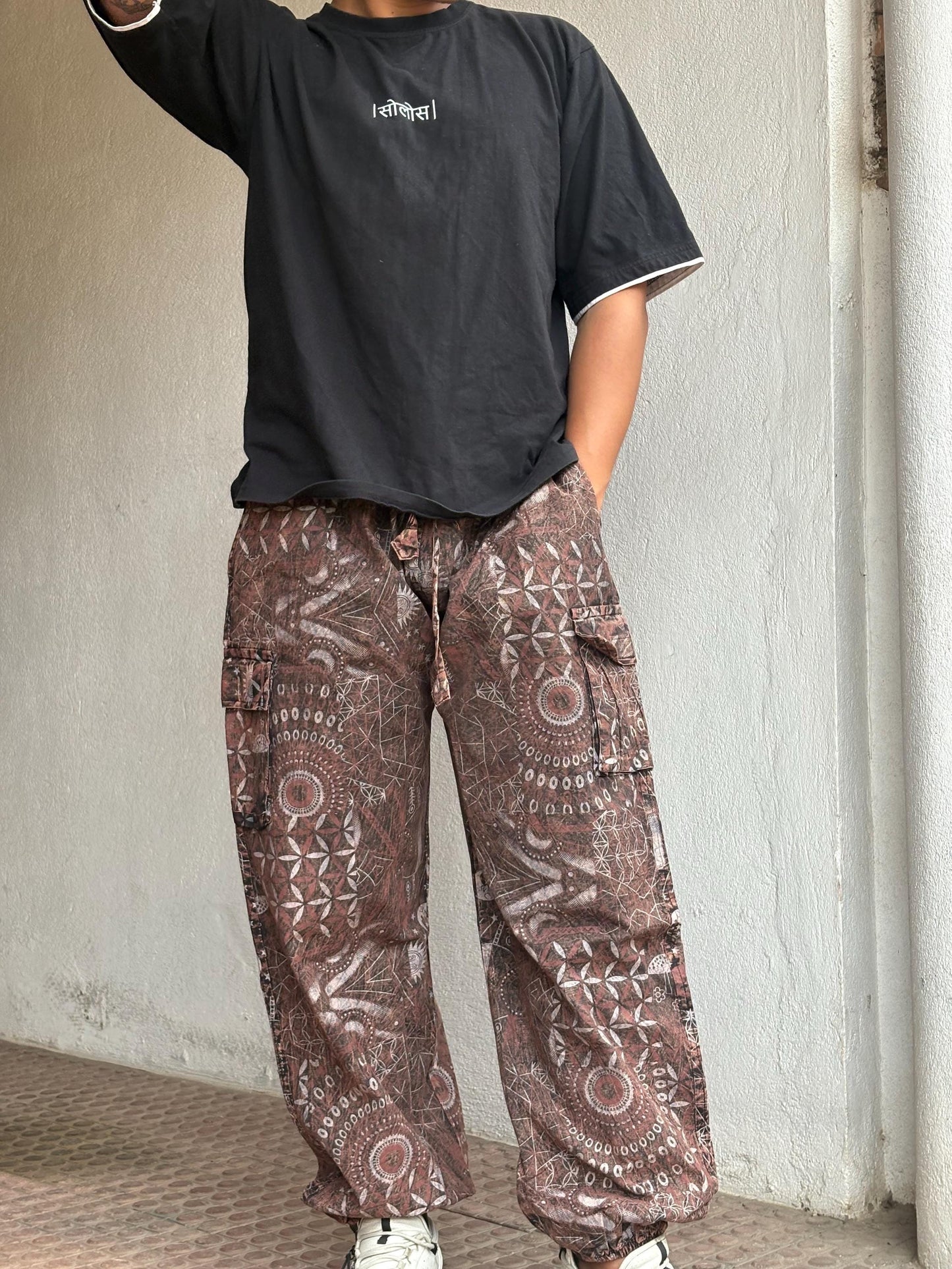 Psychedelic Geometric Cargo Pants: Fair Trade Festival Trousers