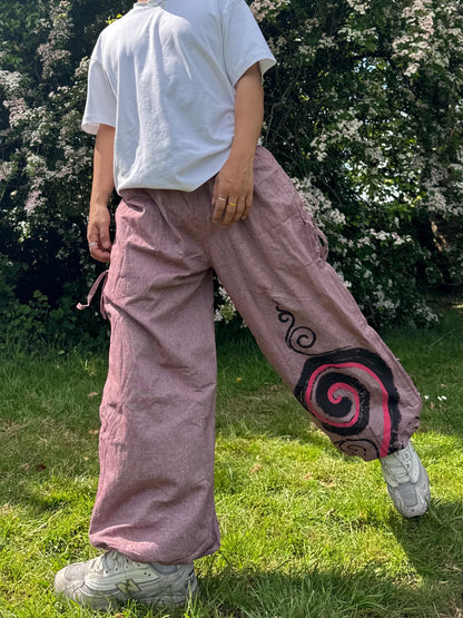 Handmade Spiral Hippie Pants: Unisex Cotton Boho Joggers