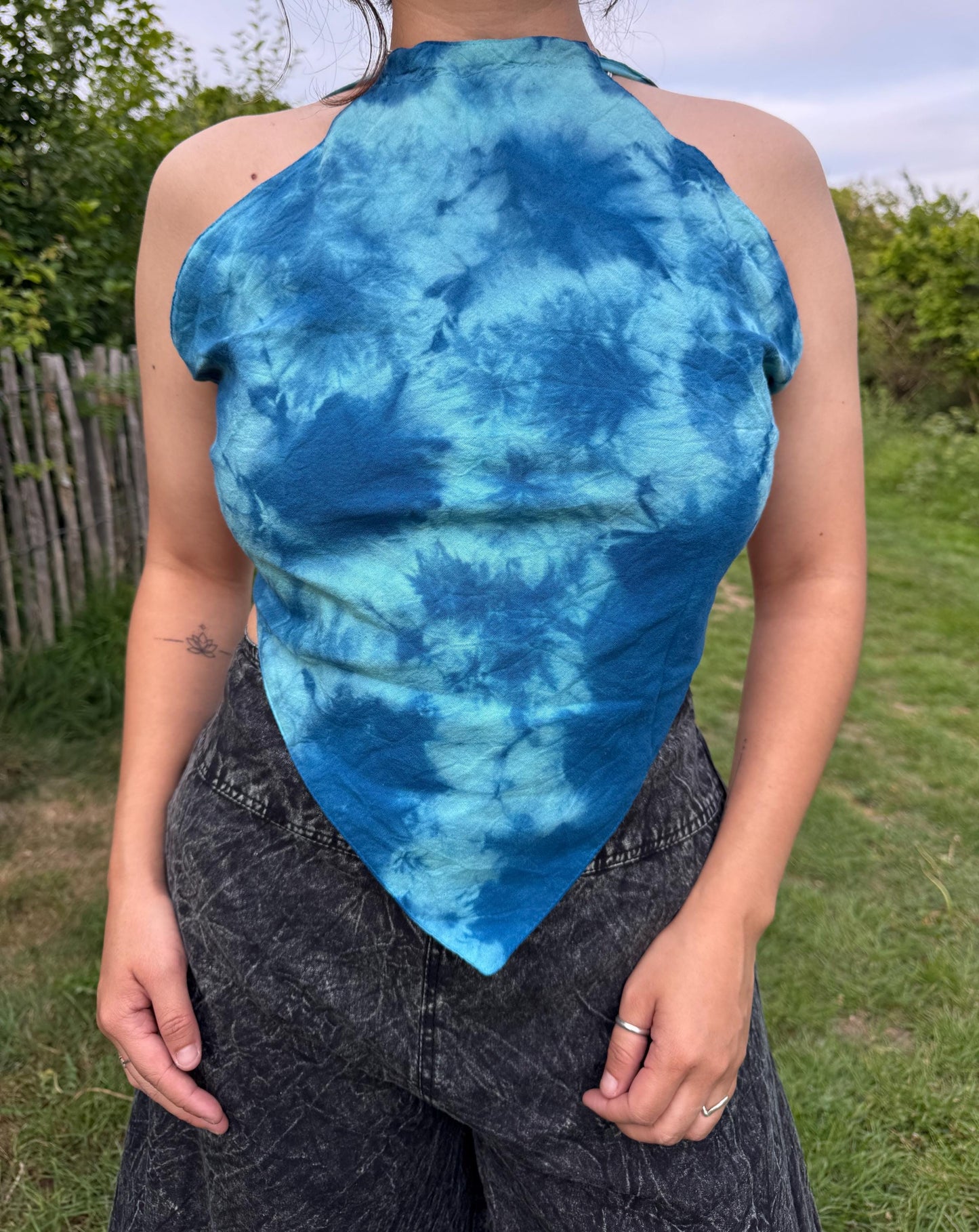 Handmade Tie-Dye Halter Top: Boho Festival Crop Top