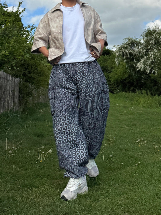 Psychedelic Geometric Cargo Pants: Fair Trade Festival Trousers