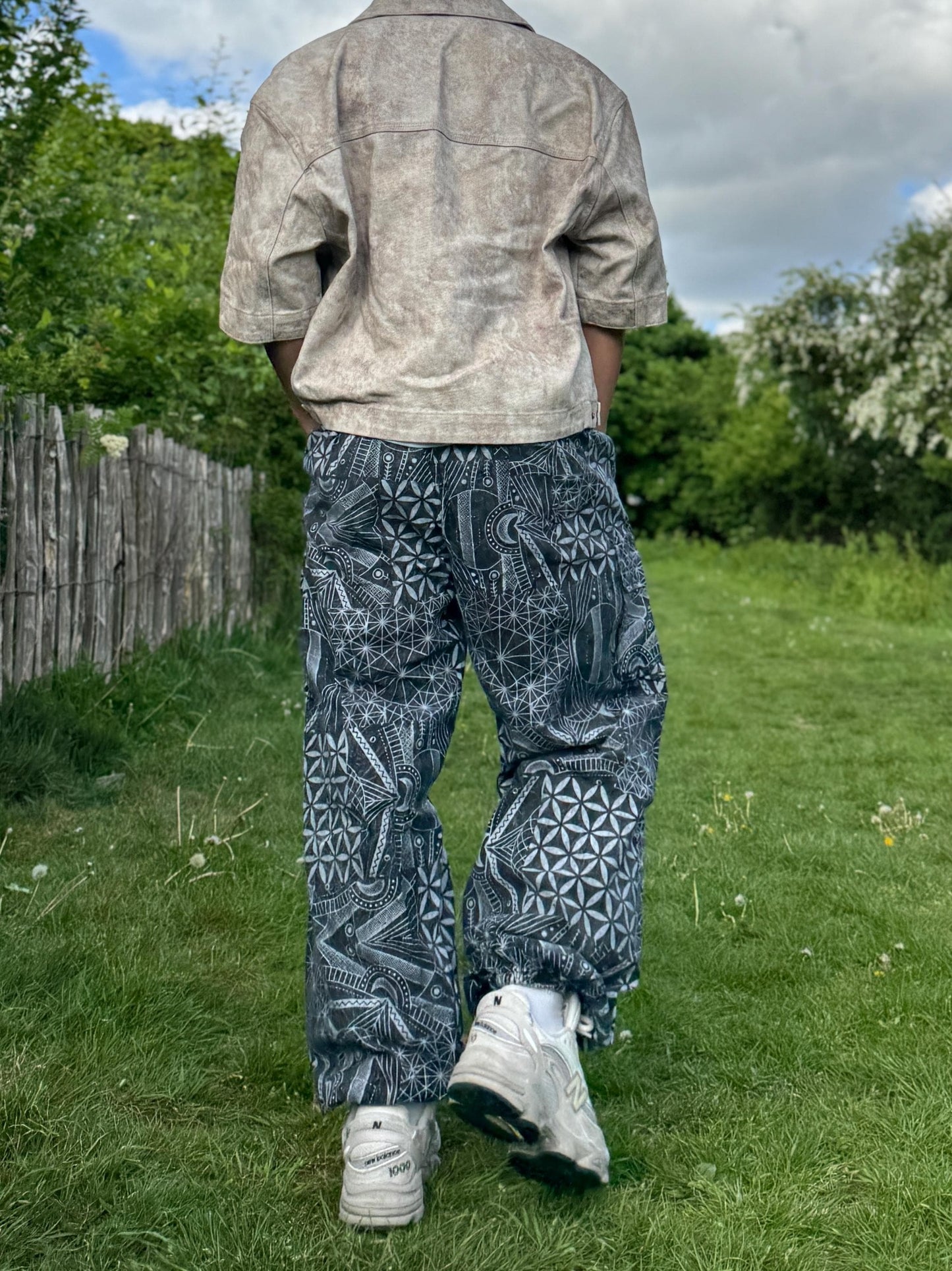 Psychedelic Geometric Cargo Pants: Fair Trade Festival Trousers