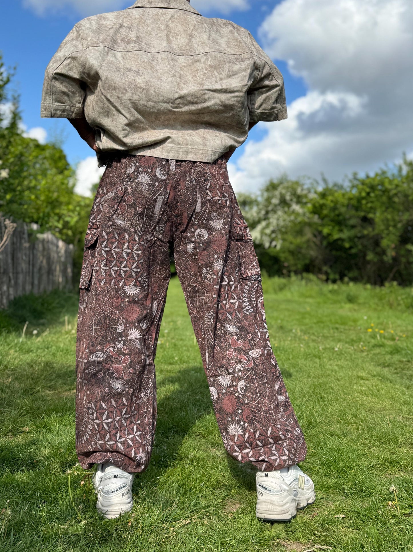 Psychedelic Geometric Cargo Pants: Fair Trade Festival Trousers