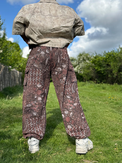 Psychedelic Geometric Cargo Pants: Fair Trade Festival Trousers