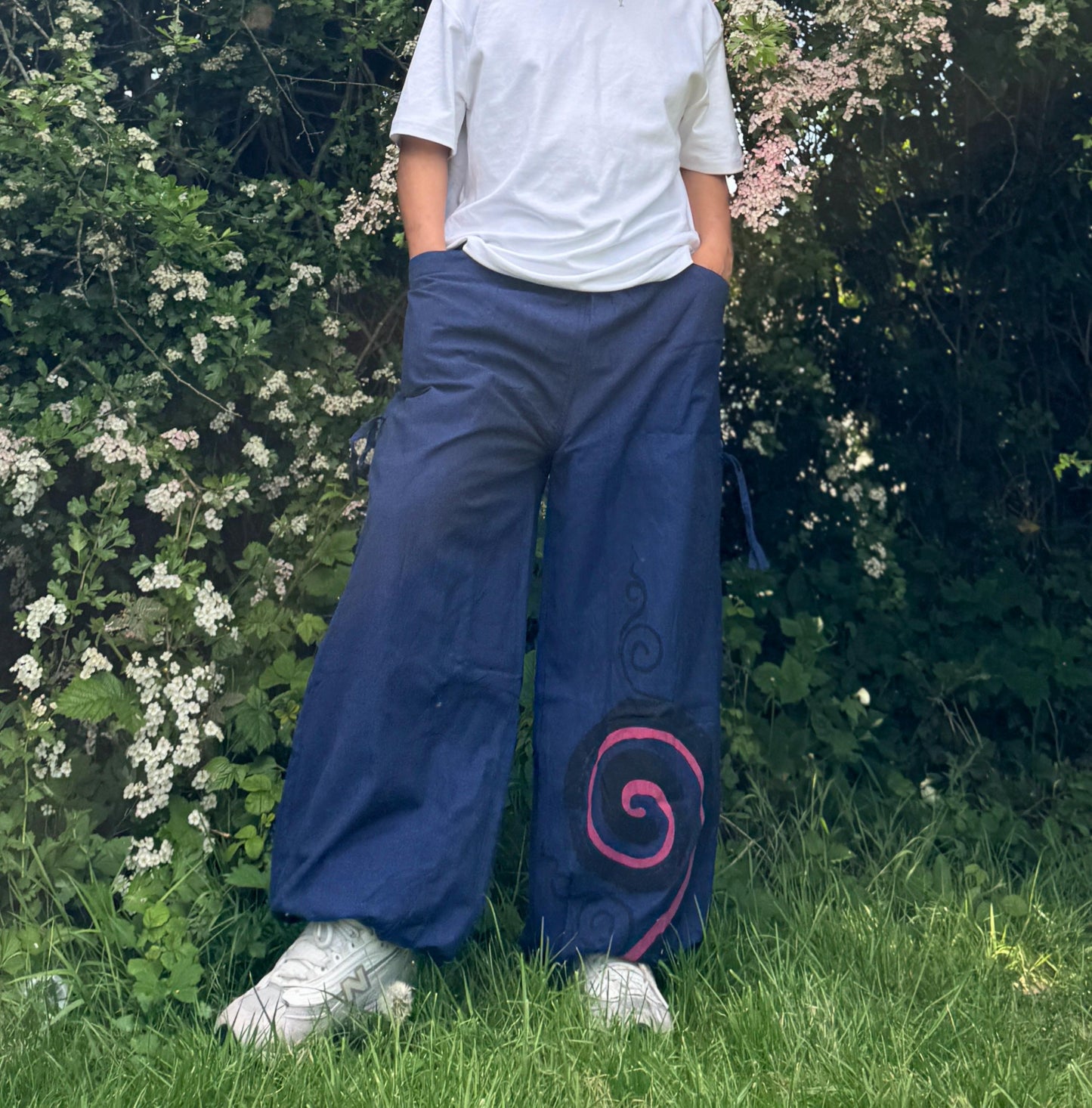 Handmade Spiral Hippie Pants: Unisex Cotton Boho Joggers