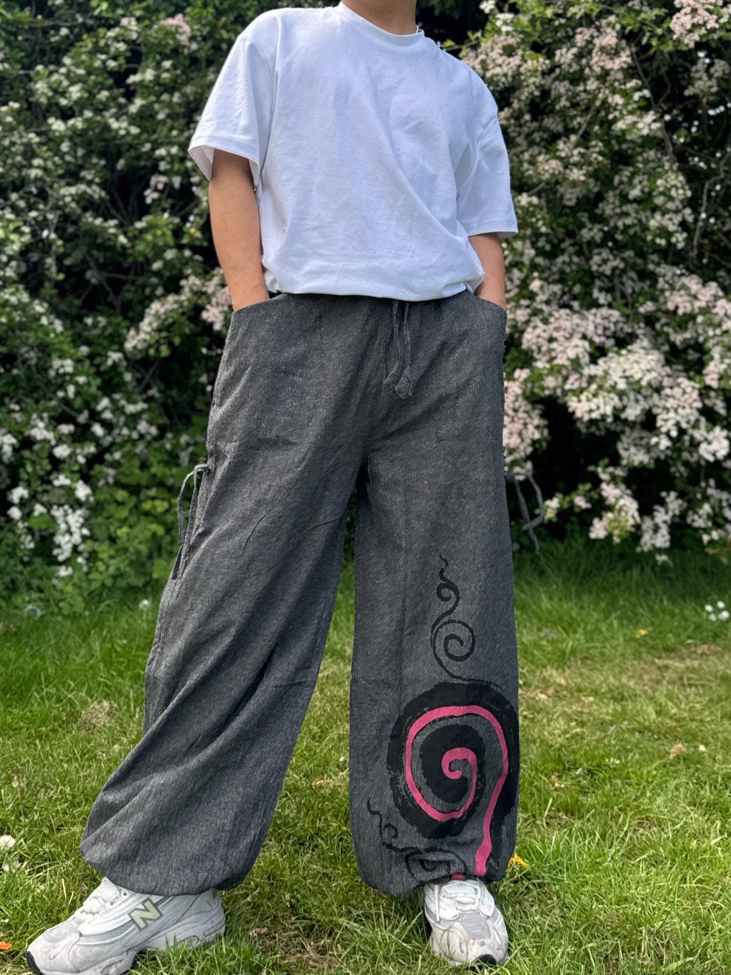 Handmade Spiral Hippie Pants: Unisex Cotton Boho Joggers