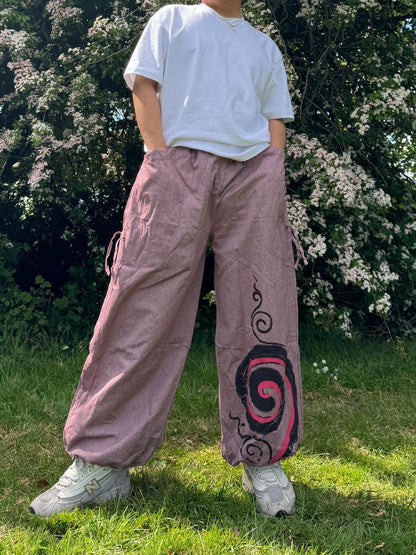Handmade Spiral Hippie Pants: Unisex Cotton Boho Joggers