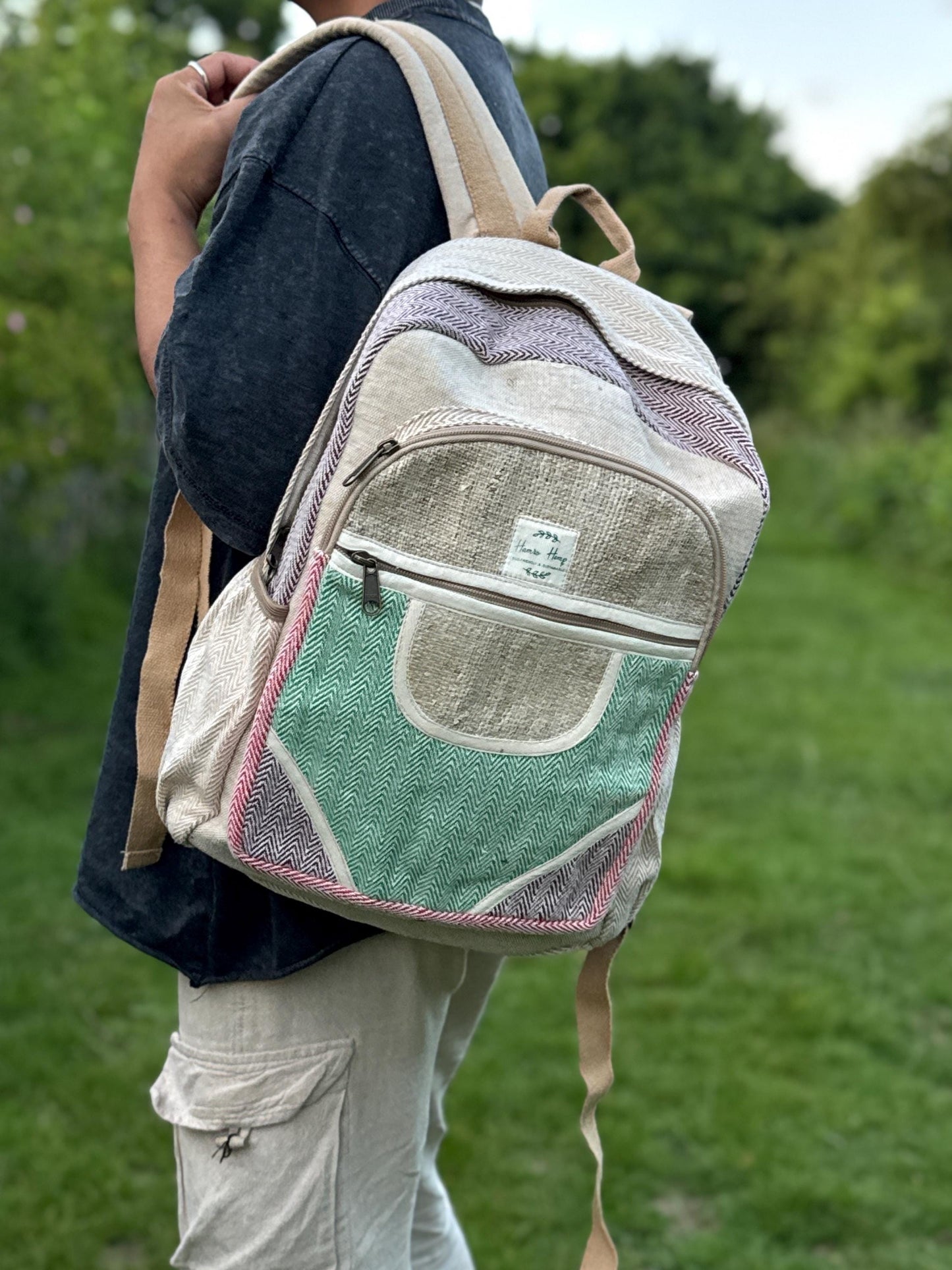 Eco Hemp & Cotton Backpack – Handmade Fair Trade Rucksack | Unisex Sustainable Bag