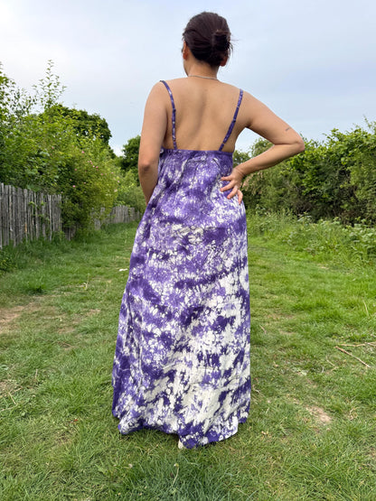 Handmade Tie Dye Maxi Dress: Boho Cotton Sundress, Adjustable Straps