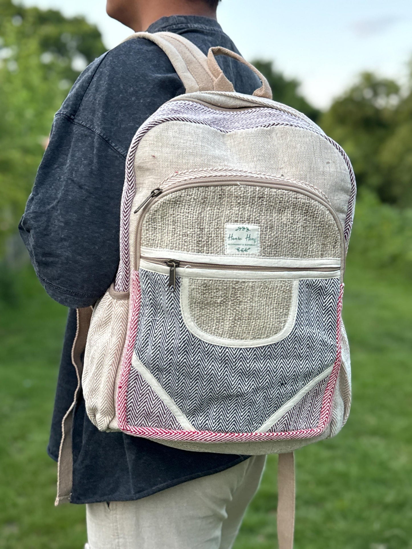 Eco Hemp & Cotton Backpack – Handmade Fair Trade Rucksack | Unisex Sustainable Bag