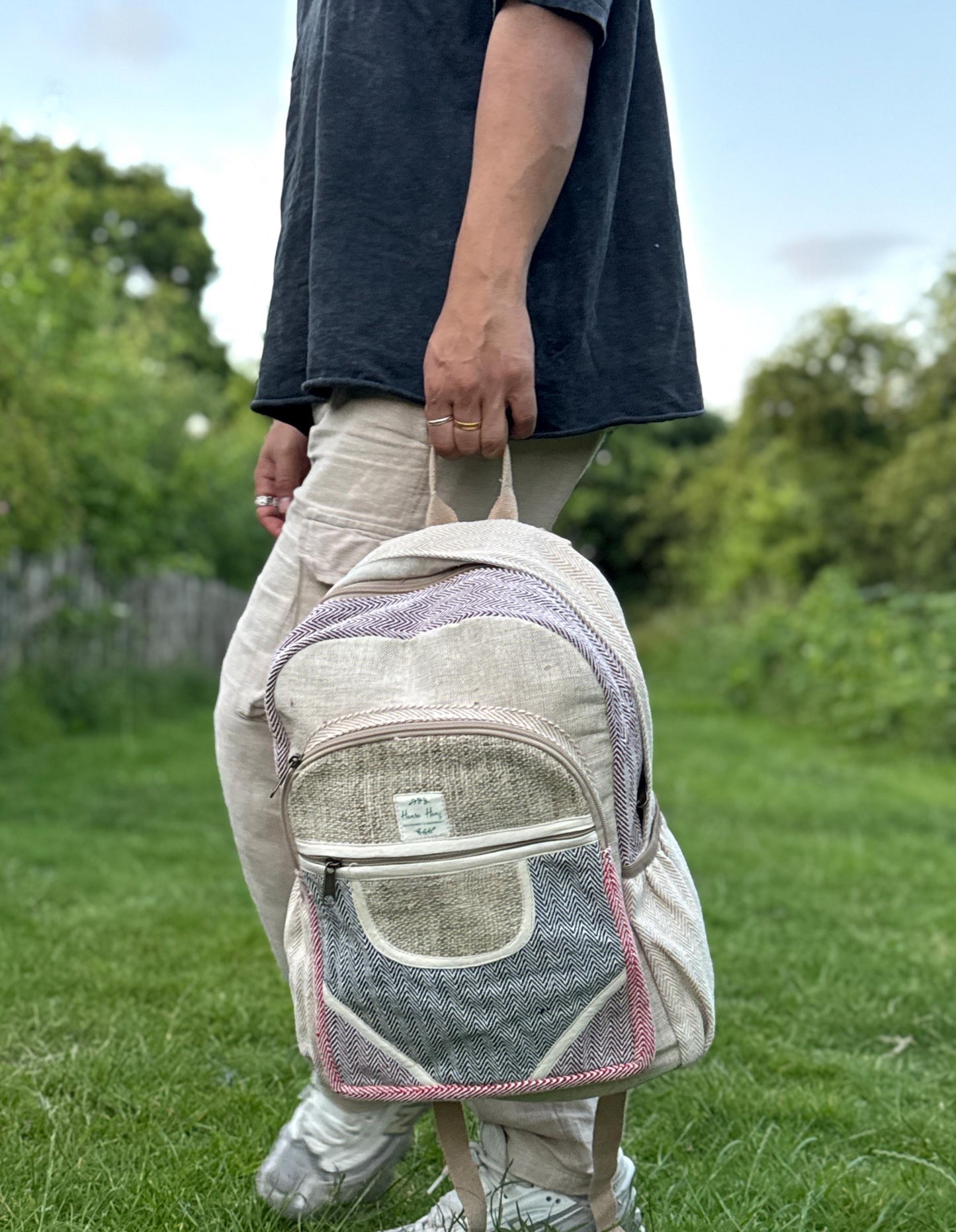Eco Hemp & Cotton Backpack – Handmade Fair Trade Rucksack | Unisex Sustainable Bag