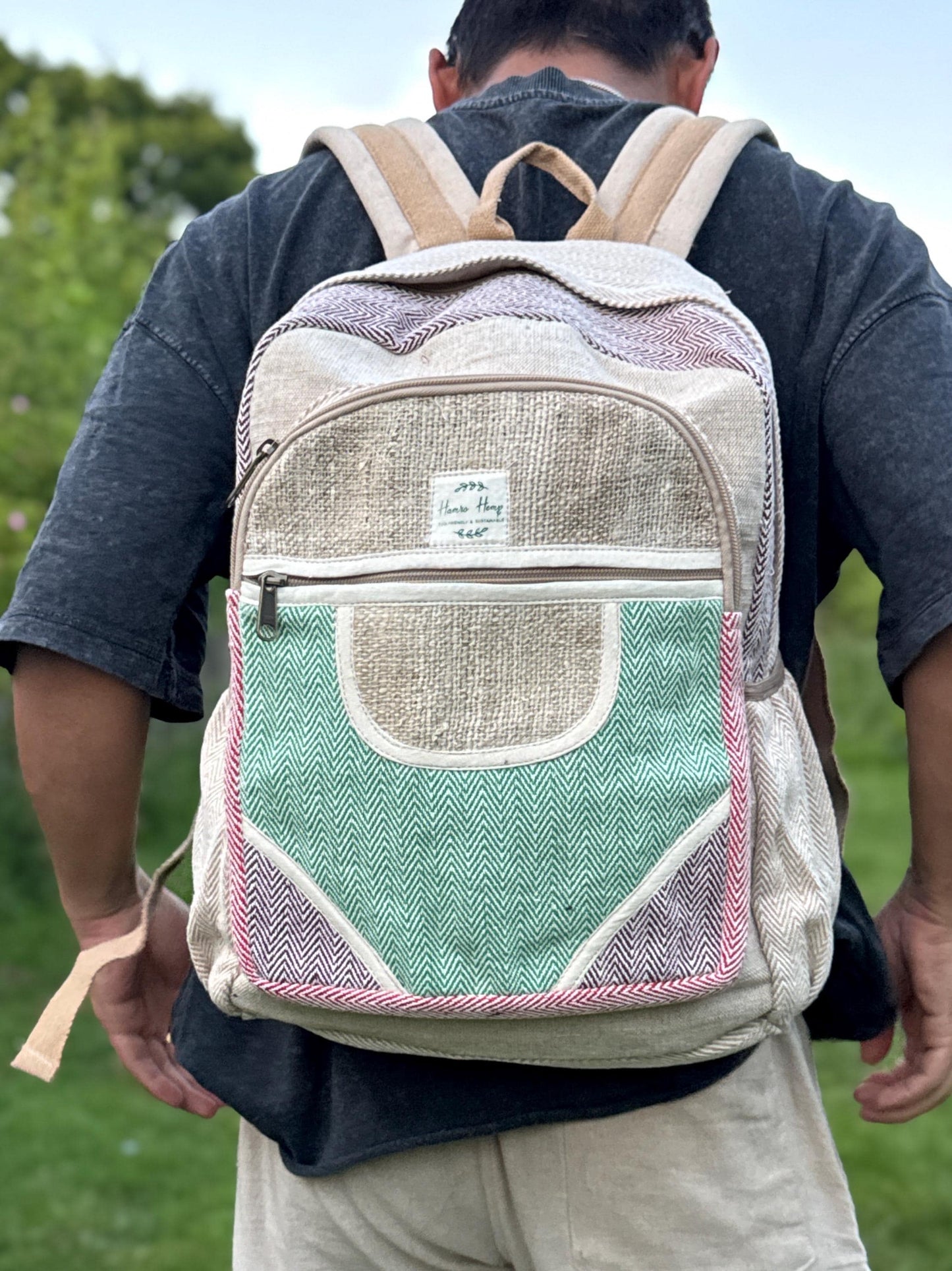 Eco Hemp & Cotton Backpack – Handmade Fair Trade Rucksack | Unisex Sustainable Bag