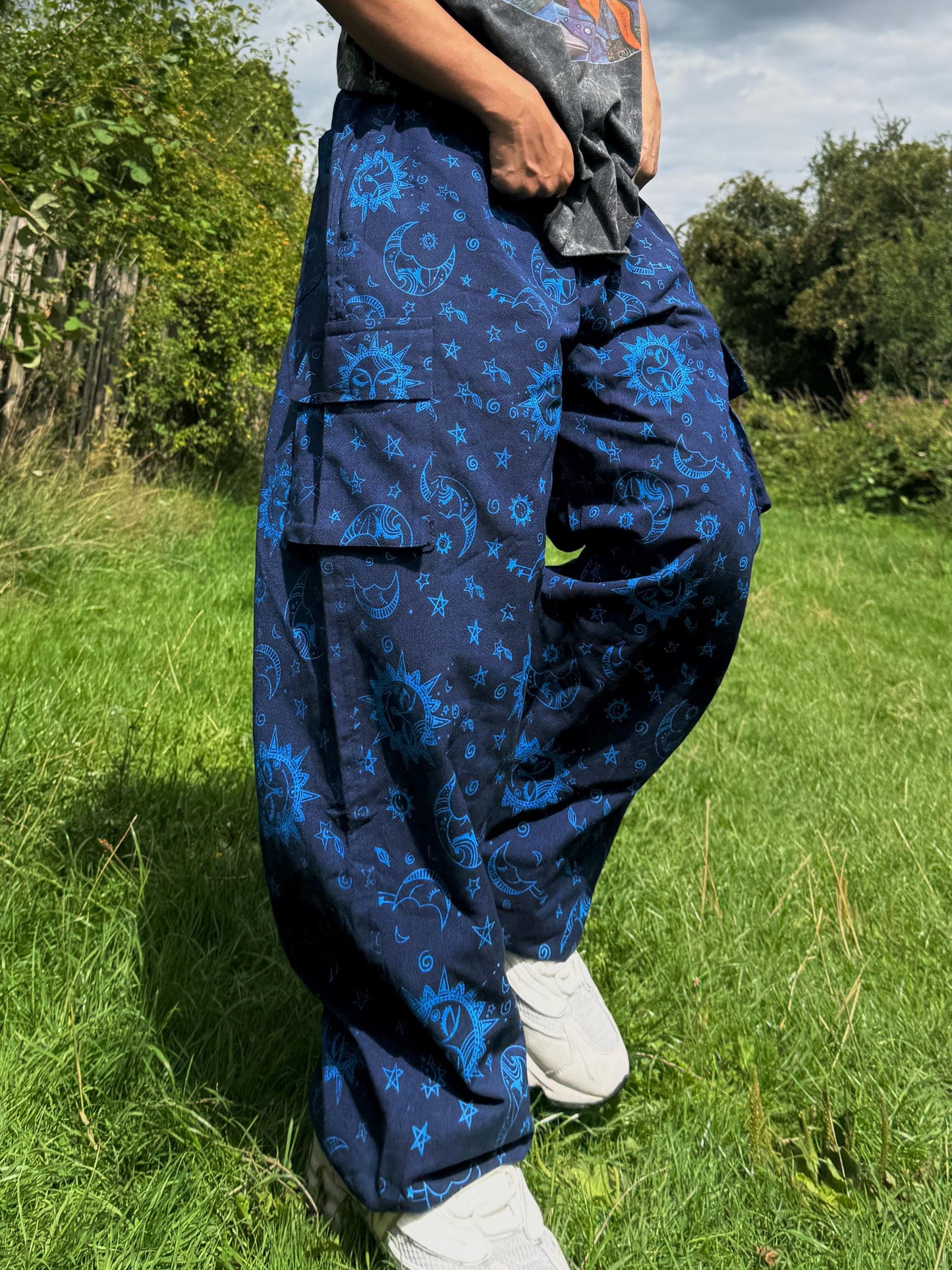 Unisex Sun & Moon Hippie Pants: Festival Cotton Trousers