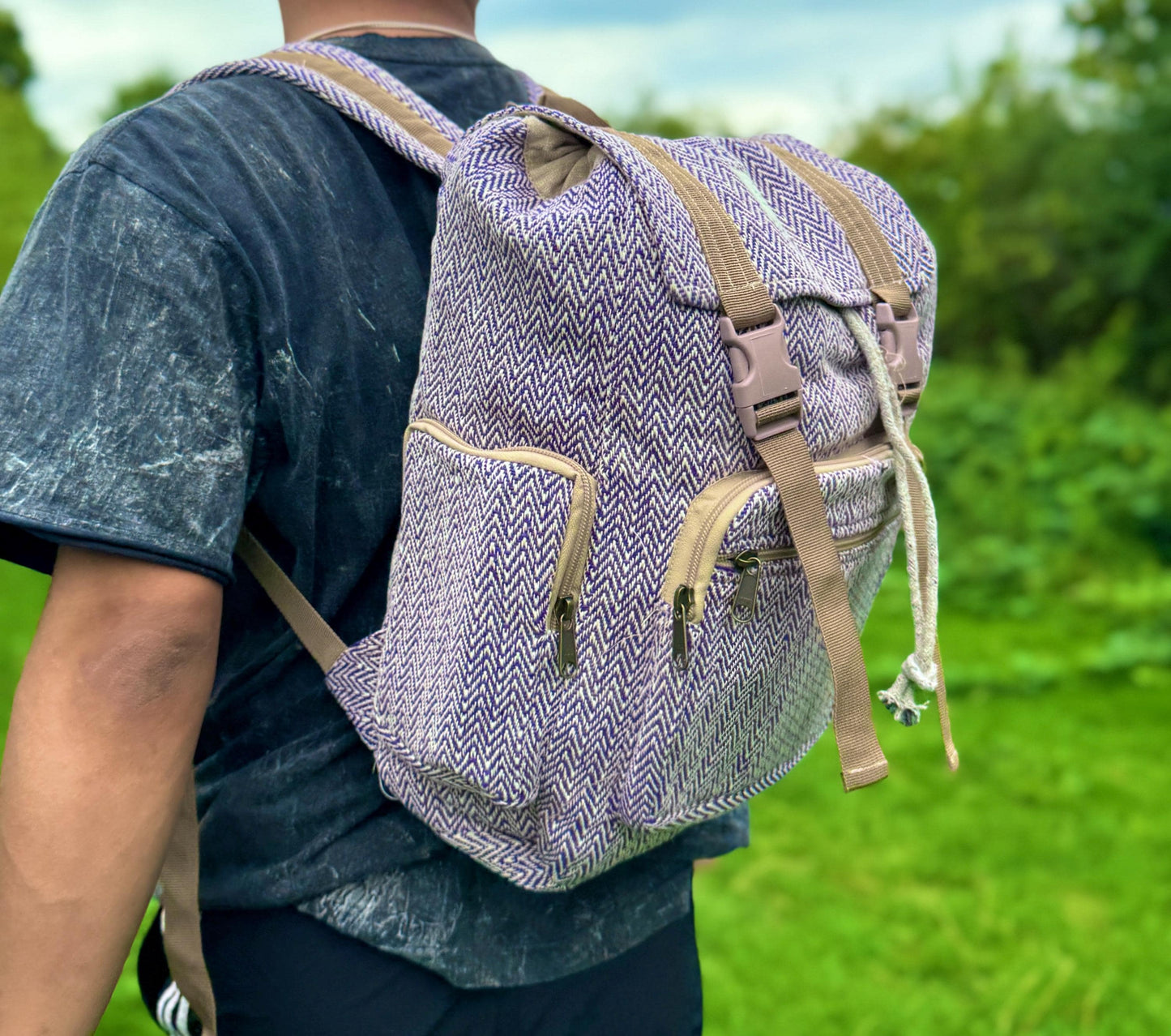 Handmade Backpack Eco-Friendly Vintage Bag Colourful Nepal Travel Backpack  Ethically Crafted Organic Cotton Rucksack