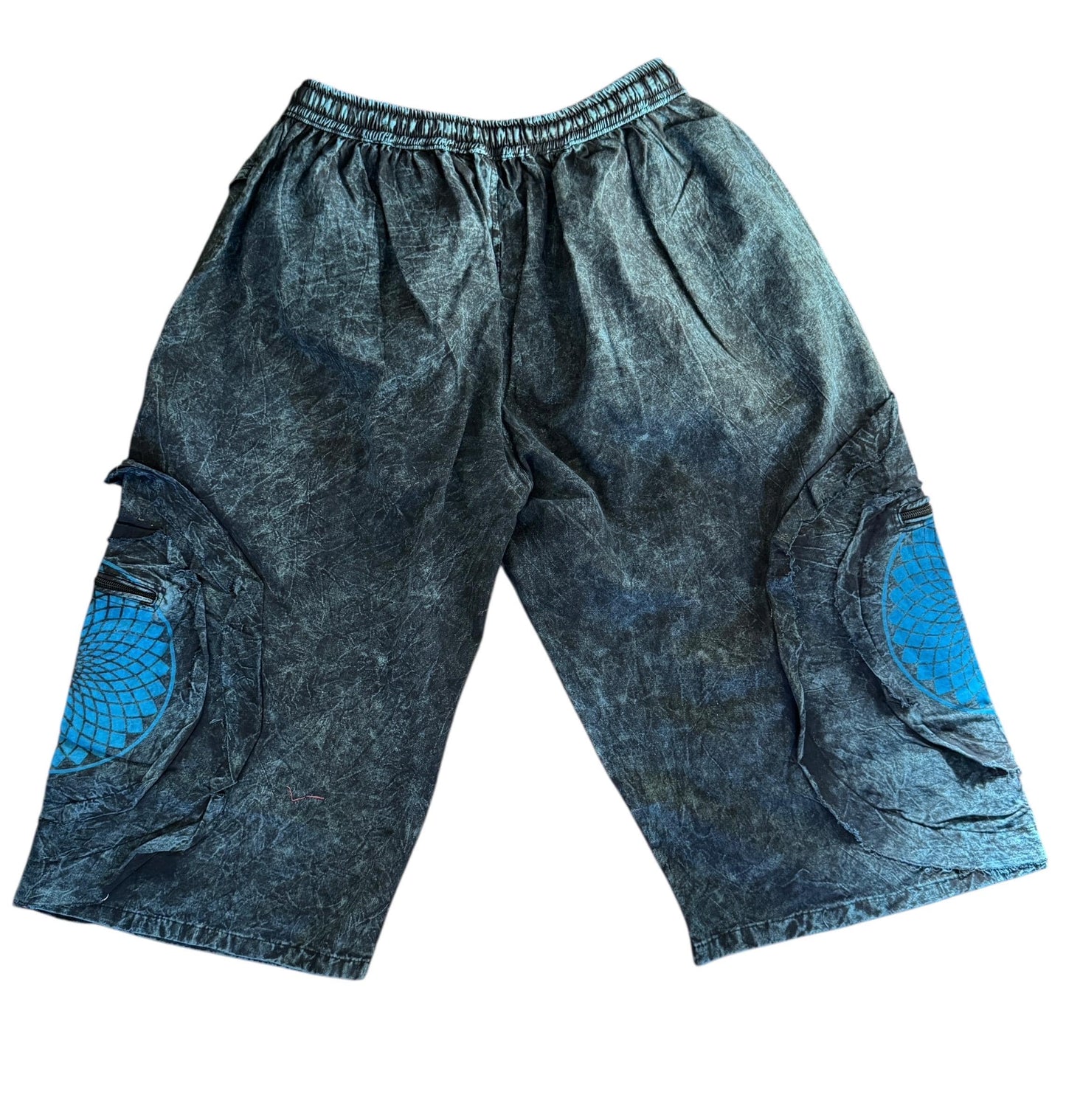Mandala Print Cotton Quarter Pants: Unisex Boho Festival Shorts