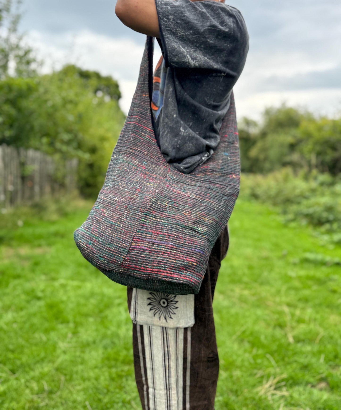 Hand-Woven Boho Crossbody Bag: Hippie Hobo, Vegan Slouchy Purse
