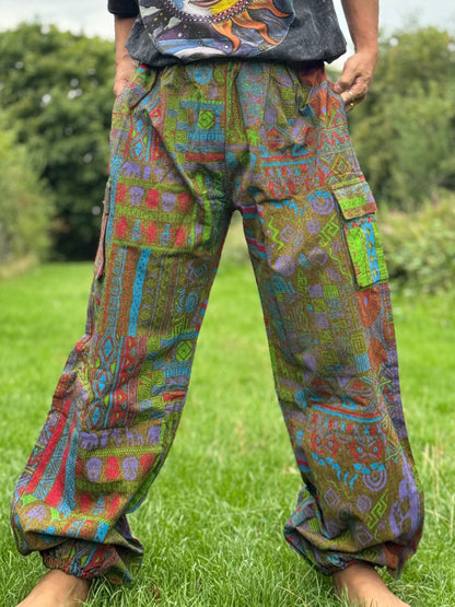 Handmade Bohemian Harem Pants: Tribal Print Festival Yoga Trousers