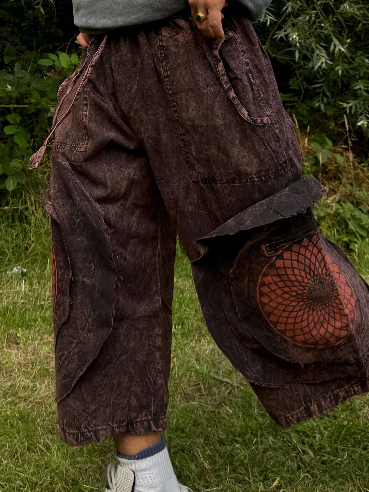 Mandala Print Cotton Bermuda Shorts: Unisex Hippie Festival Pants