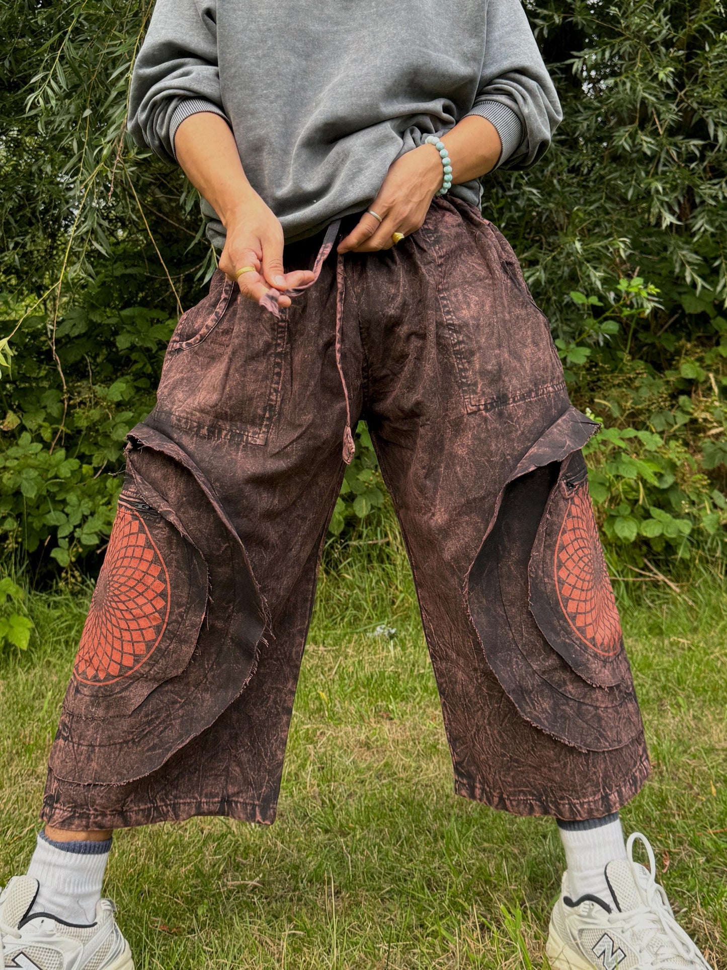 Mandala Print Cotton Bermuda Shorts: Unisex Hippie Festival Pants