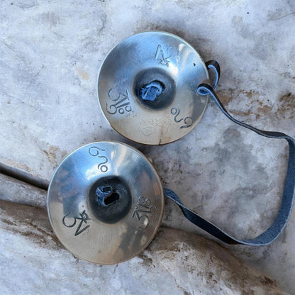 Vintage Tibetan Tingsha Cymbals with Symbols - 7 cm Diameter