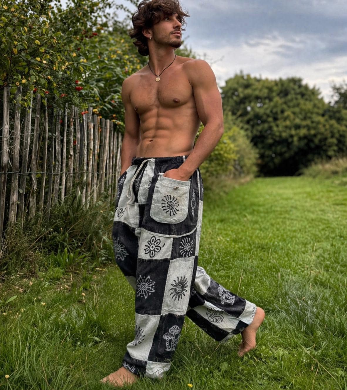 Boho Patchwork Cotton Trousers: Handmade Hippie Festival Pants