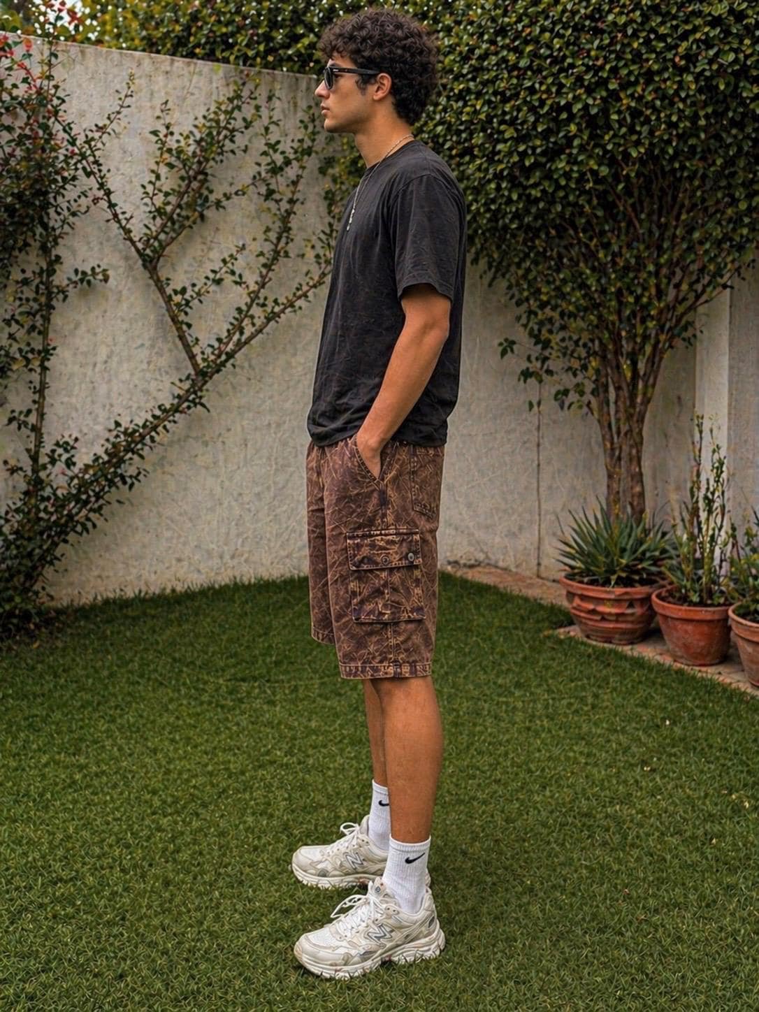 Handmade Organic Cotton Cargo Shorts: Stone Washed Hippie Festival Style
