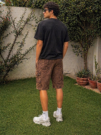 Handmade Organic Cotton Cargo Shorts: Stone Washed Hippie Festival Style