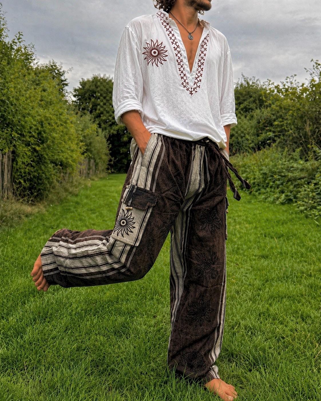 Unisex Cotton Cargo Pants: Ethically Made Festival Hippie Trousers
