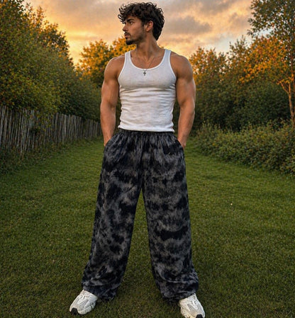 Handmade Tie-Dye Cotton Hippie Pants, Festival Boho Trousers, Unisex Baggy Fit