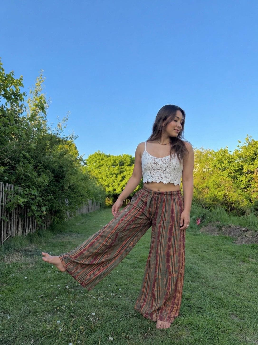 Boho Wide Leg Pants Women: Handmade Flowy Tie Dye Palazzo Trousers, Summer Beach Wear