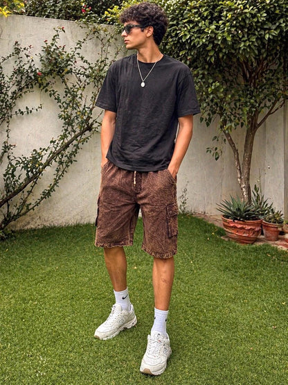 Handmade Organic Cotton Cargo Shorts: Stone Washed Hippie Festival Style