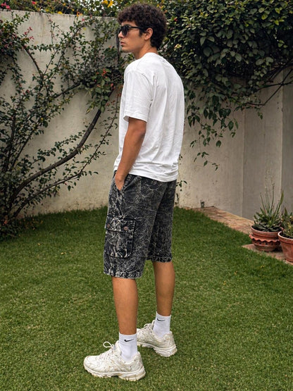 Handmade Organic Cotton Cargo Shorts: Stone Washed Hippie Festival Style
