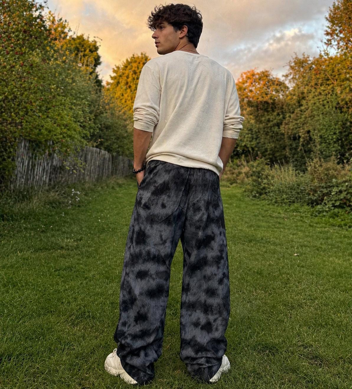 Handmade Tie-Dye Cotton Hippie Pants, Festival Boho Trousers, Unisex Baggy Fit